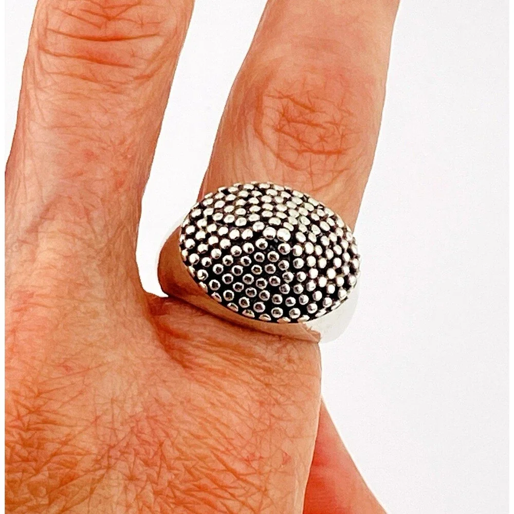 Massive Reticulated Sterling Silver Ring Vintage 15.5 Grs Sz 6.75 Statement Ring